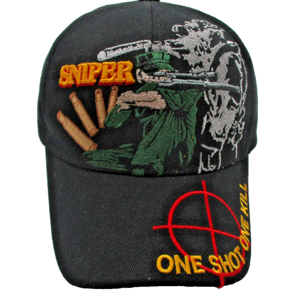 U.S. Warriors Hat Cap Strap Back Mens One Size Black Sniper One Shot Kill Army